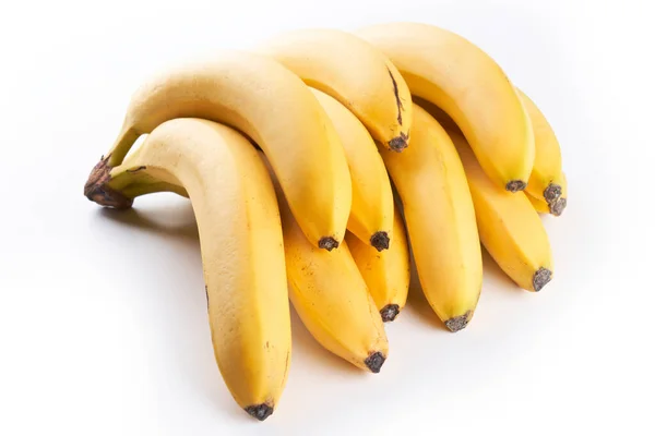 Bunch Yellow Bananas Isolated White Background Copy Space Top View — Stock Photo, Image