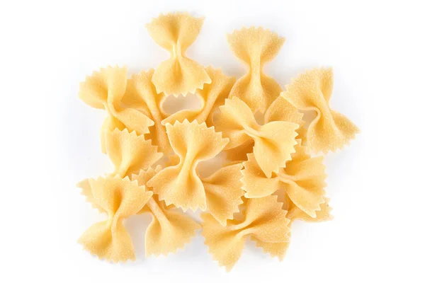 Pasta Maccheroni Spaghetti Isolati Fondo Bianco Vicino Stesa Piatta Percorso — Foto Stock