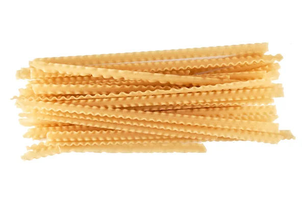 Pasta Makaroner Spaghetti Isolerad Vit Bakgrund Närbild Platt Låg Klippning — Stockfoto