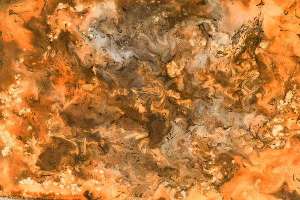 Płynne Płynne Tło Sztuki Wzór Tuszu Pomarańczowego Tapeta Kosmiczna Gorąca — Zdjęcie stockowe