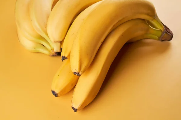 Bunch Whole Bananas Isolated Yellow Background Copy Space — Stock Photo, Image