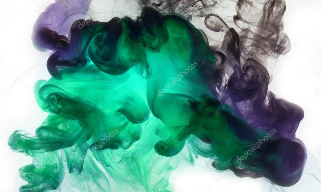 Vibrant colors, abstract bright smoke background. Splash of paint in water, colorful cloud in motion. Concept hookah, perfume backdrop, dance wallpaper
