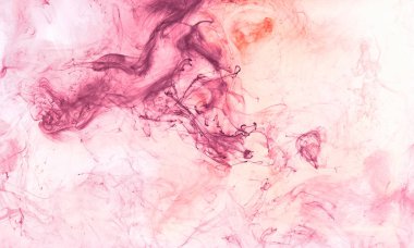 Renkli soyut arka plan, suda parlak karışım boyalar, canlı dans renkleri, suyun altında dönen duman. Aroma şehvetli konsept, narin parfüm