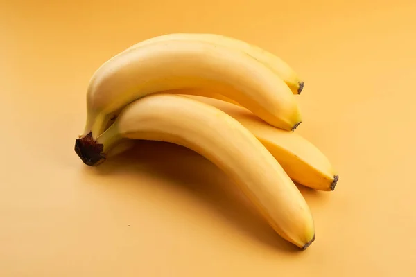 Bunch Whole Bananas Isolated Yellow Background Copy Space — Stock Photo, Image