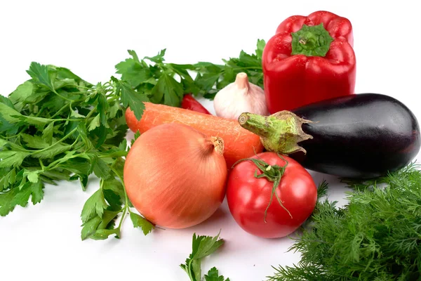 Fondo Alimenticio Verduras Verduras Temporada Sobre Mesa Blanca — Foto de Stock