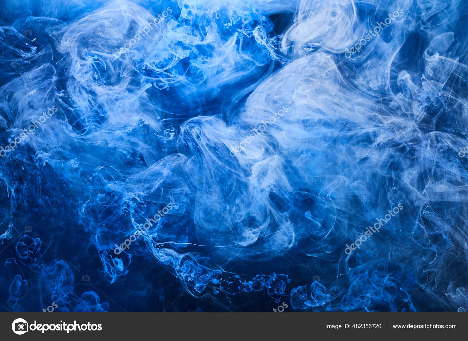 Abstract Blue Ocean Background Underwater Swirling Smoke Vibrant Sea
