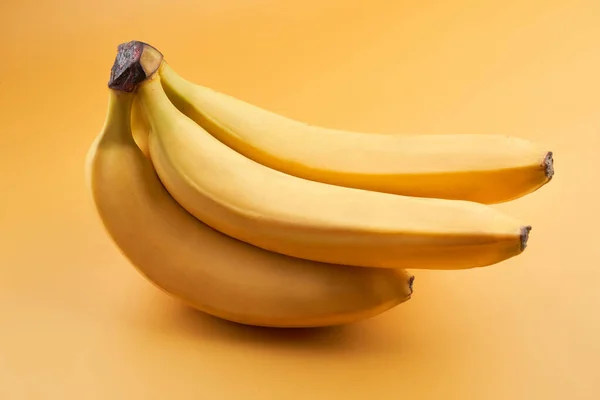 Bunch Whole Bananas Isolated Yellow Background Copy Space — Stock Photo, Image