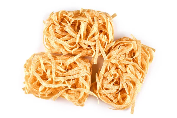 Pasta Makaroner Spaghetti Isolerad Vit Bakgrund Närbild Platt Låg Klippning — Stockfoto