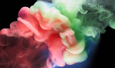 Multicolored bright smoke abstract background colorful fog vibrant colors wallpaper swirl mix paint underwater clipart