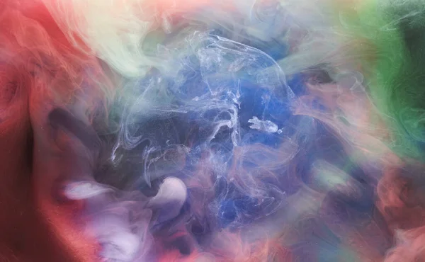 五彩斑斓的明亮的烟抽象的背景五彩斑斓的雾生机勃勃的色彩墙纸涡旋混合水底涂料 — 图库照片