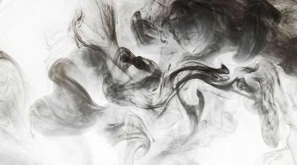 Abstracte Verf Waterachtergrond Zwarte Rook Wolk Beweging Wit Acryl Werveling — Stockfoto