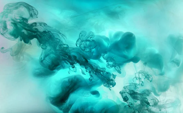 Soyut Mavi Yeşil Okyanus Arka Planında Boya Sıçrama Hareket Halindeki — Stok fotoğraf