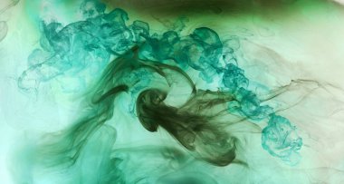 Soyut mavi-yeşil okyanus, su arka planında boya. Sıçrama ve hareket halindeki dalgalar. Sıvı sanat duvar kağıdı, sıvı canlı renkler.