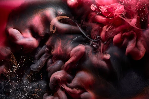 Pigmento Rojo Negro Girando Tinta Fondo Abstracto Pintura Humo Líquido — Foto de Stock