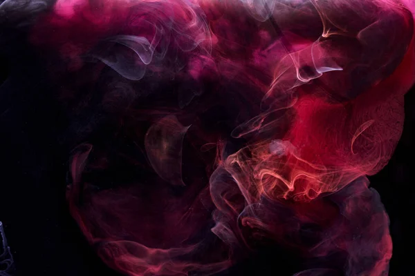 赤黒顔料渦巻くインク抽象的な背景 液体煙塗料水中 — ストック写真