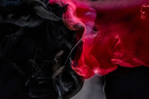 Red Black Pigment Swirling Ink Abstract Background Liquid Smoke Paint — Stock Photo, Image