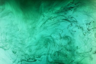 Soyut mavi-yeşil okyanus, su arka planında boya. Sıçrama ve hareket halindeki dalgalar. Sıvı sanat duvar kağıdı, sıvı canlı renkler.