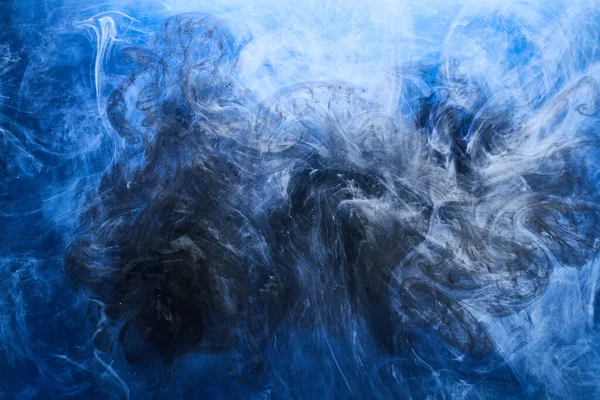 Abstraktní Modré Pozadí Oceánu Podvodní Vířící Kouř Zářivé Barvy Moře — Stock fotografie