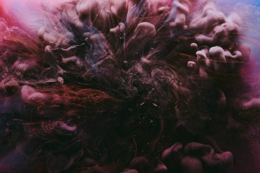 Soyut renkli duman arka planı. Hareket eden mavi, kırmızı, beyaz boya, akışkan sanat