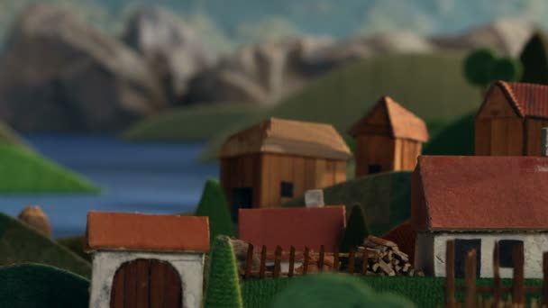 Alpine dorp huizen animatie — Stockvideo