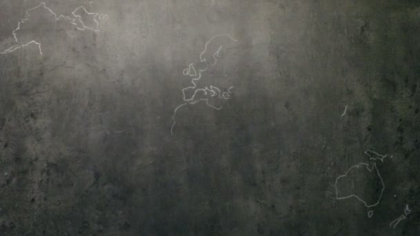 World map painted on blackboard — Stock Video