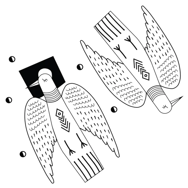 두 양식된 비둘기의 세트 — 스톡 벡터