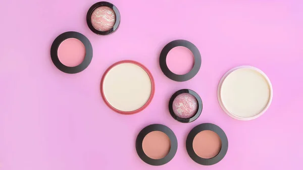 Colección Maquillaje Cosméticos Productos Belleza Arreglados — Foto de Stock