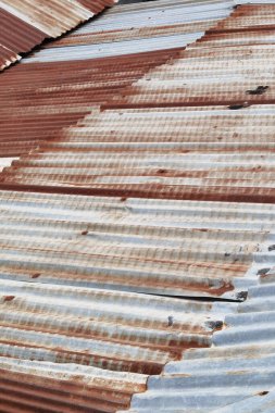 Eski çinko yüzey arkaplanı veya paslı teneke çatı arkaplanı