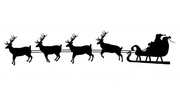 Animated Silhouette Santas Sleigh Alpha Matte — Stock Video