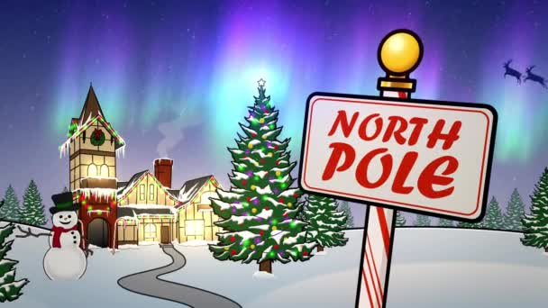 Tomtseminarium vid Nordpolens animerade scen — Stockvideo