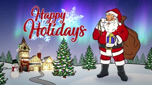 Счастливые каникулы с Санта-Клаусом на Севере — стоковое видео