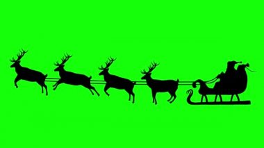 Canlandırılmış Siluet Noel Babalar Kızağı Yeşil Ekran 'da