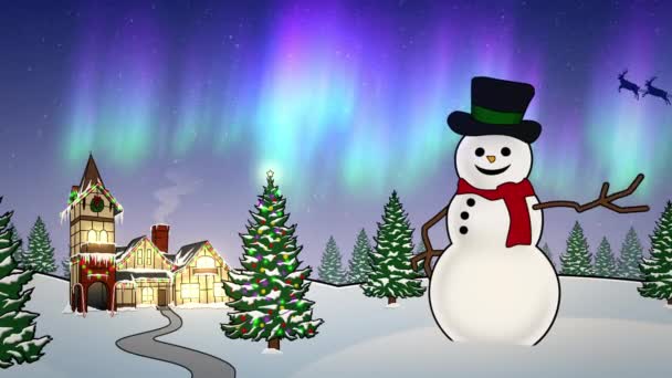 Boneco de neve animado no Pólo Norte — Vídeo de Stock