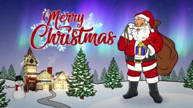 Kuzey Kutbu 'nda Noel Baba' yla Mutlu Noeller Animasyon Kartı