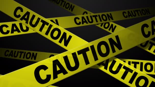 Caution Tape Animation on Black — Stock Video