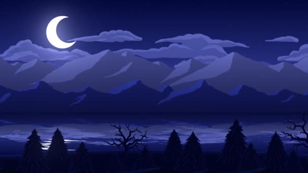 Night Scene Animated Illustration Blue — Stock Video