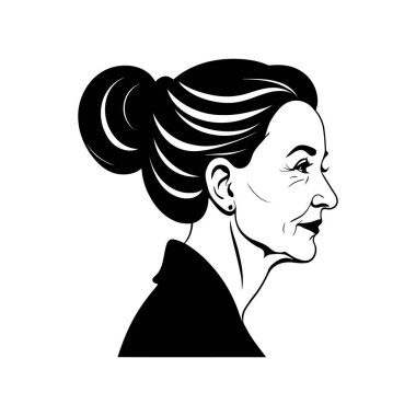 Olgun kadın, güzellik endüstrisi yaşlanmayı önleyici ürünler ve yaşam sahnesi içeriği için detaylı saç dokusu yaşlanma vektörü profili çıkarıyor. Vektör illüstrasyonu