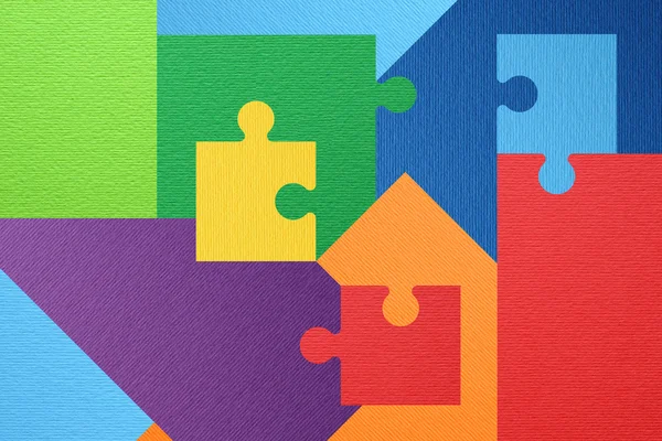 colorful puzzle abstract composition, color paper textured background