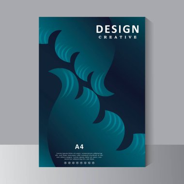 Mavi kitap kapağı tasarımı, yaratıcı şekilli broşür tasarımı, yıllık rapor. Broşür, poster, katalog. Terfi için basit bir satış broşürü, dergi. Vektör 10