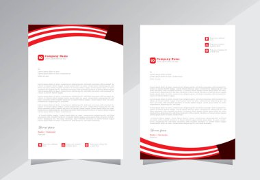 Şirket modern antetli tasarım şablonu. Kırmızı ve siyah renkli. Projeniz için yaratıcı modern antetli tasarım şablonu. antetli başlık, mektup başlığı, iş antetli tasarım.