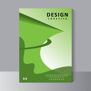 Yeşil renkli soyut kapak tasarımı şablonu, Kapak tasarımı, yıllık rapor, broşür, şirket profil kapağı, kitapçık ve katalog kapağı için A4 boyut şablonu kullanılabilir. Vektör 10