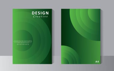 Kitap kapakları için yeşil renkli geometrik tasarım yıllık rapor, broşür, broşür, broşür. Vektör şablonu tasarımı, kitap kapağı tasarım şablonu, hazır yeşil renk yazdırma, vektör 10