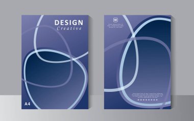 Kapak tasarım şablonu mavi renk arkaplan ve beyaz satırlara sahip, Kapak tasarımı, yıllık rapor, broşür, Profil Kapağı, Broşür ve Katalog Kapağı için A4 boyut şablonu kullanılabilir.