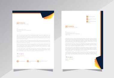 Proje için başlık tasarımı, harf başlık şablonları. modern ve basit antetli tasarım, siyah, sarı ve turuncu renkli bir harf şablonu - vektör 10.