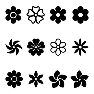 Çiçek simgesi demet basit çiçek çiçek demeti Siluet Vektörü ve illüstrasyon tasarımı
