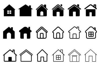 Ev Simgesi Paketi ile Siluet Vektörü Resimleri Ev ve Gayrimenkul