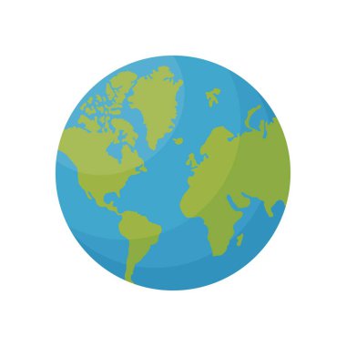 Dünya gezegeninin düz, izole vektör çizimi. Sosyal ve yardımsever projeler ve eğitim materyalleri için uygundur