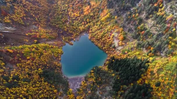 Ορεινή Λίμνη Καταγάλανα Νερά Ένα Όμορφο Φαράγγι Φθινοπωρινή Φύση Στα — Αρχείο Βίντεο