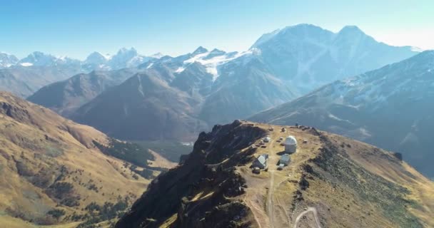 Beautiful Panorama High Mountains Vicinity Mount Elbrus Drone Shooting Landscape — Stock Video