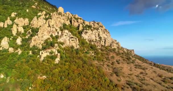 Felsen Auf Dem Berg Demerdzhi Landschaft Und Natur Der Halbinsel — Stockvideo
